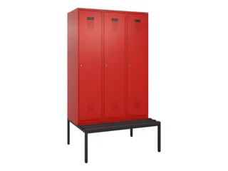 locker met bank,voor scheiding van kleding,HxBxD 2120x1200x815mm,3vak - 2