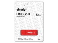 USB-Stick 2.0, met kapje, 32GB, Rood