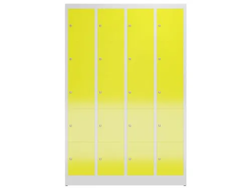 Lockerkast 1800x1185x500mm 4x5 vakken cilinderslot, sokkel, RAL1018