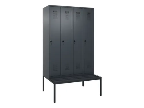 locker met bank,HxBxD 2120x1200x815mm,4vak,vak B 300mm,draaigrendel