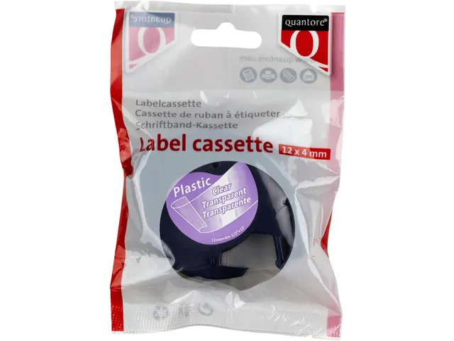 Labeltape Quantore 12267 12mmx4m zwart op transparant