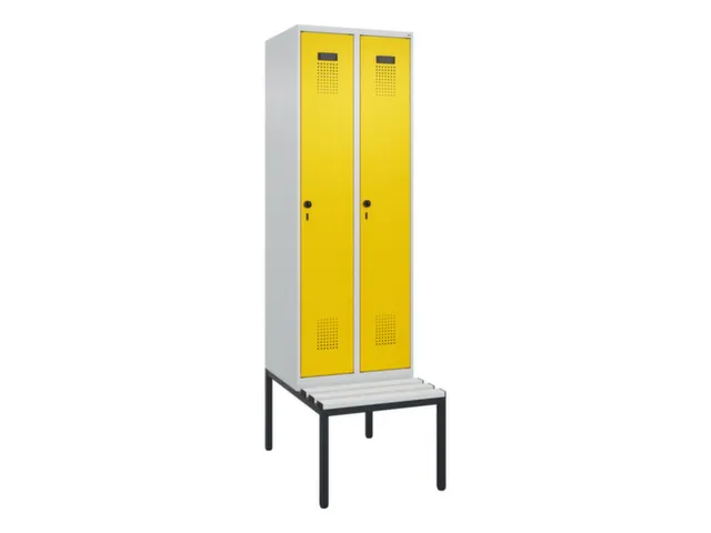 locker met bank,voor scheiding van kleding,HxBxD 2120x600x815mm,2vak