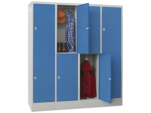 lockerkast,HxBxD 1850x1600x500mm,4x2vakken,RAL7035,front RAL5012