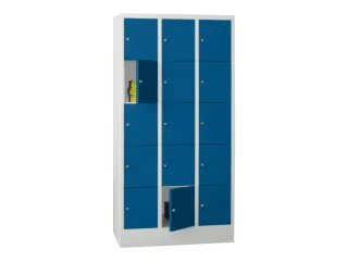 lockerkast,HxBxD 1850x900x500mm,3x5vakken,RAL7035,front RAL5012 - 2