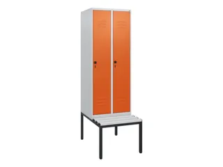 locker met bank,HxBxD 1950x600x815mm,2vak,vak B 300mm,draaigrendel - 1