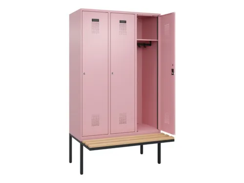 locker met bank,HxBxD 2120x1200x815mm,3vak,vak B 400mm,cilinderslot