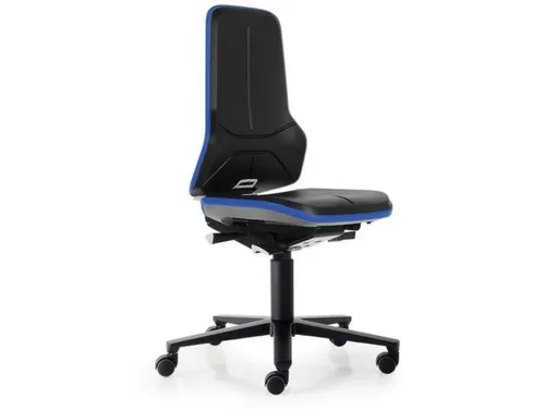 Modulaire Draaistoel 450-620mmx470mm Blauw Voetkruis Zwart Wielen
