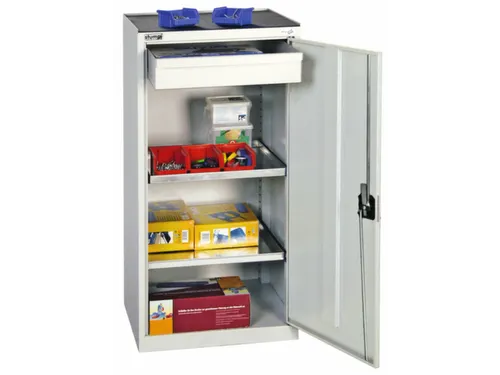 Draaideurkast Hxbxd 1000x500x500mm 1lade 2legborden Lichtgrijs Ral7035