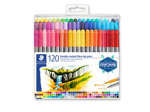 Kleurstift Staedtler 3200 dubbele punt viltstift etui 120 kleuren