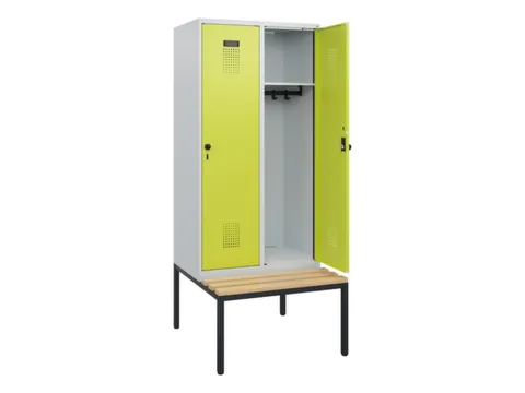 locker met bank,HxBxD 1950x800x815mm,2vak,vak B 400mm,draaigrendel