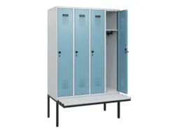 locker met bank,HxBxD 1950x1200x815mm,4vak,vak B 300mm,draaigrendel