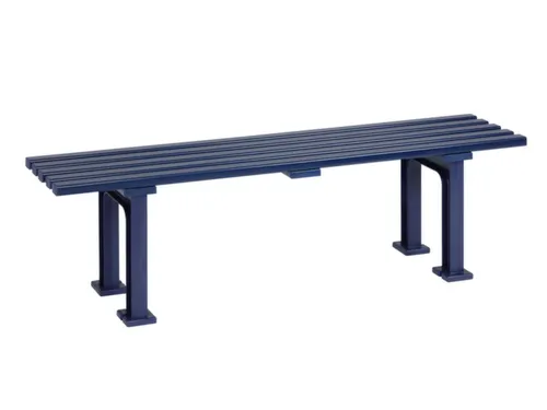Kunststofbank 415x1500x370mm Zit H 415mm 5 Latten 2 Pootstellen Blauw
