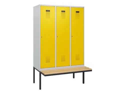 locker met bank,HxBxD 1950x1200x815mm,3vak,vak B 400mm,cilinderslot