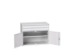 ladekast HxBxD 800x1050x550mm 2laden 2deuren RAL7035 front RAL7035