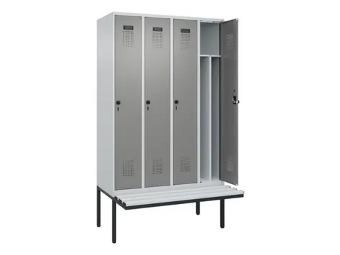 locker met bank,voor scheiding van kleding,HxBxD 2120x1200x815mm,4vak