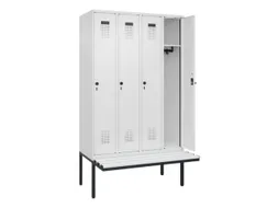 locker met bank,HxBxD 2120x1200x815mm,4vak,vak B 300mm,draaigrendel