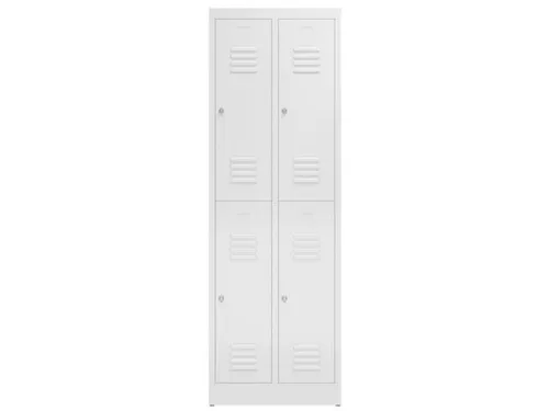 Dubbeldekse garderobekast 1800x590x500mm 2x2vak klink sokkel RAL9003