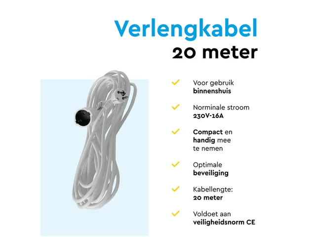 Verlengkabel BRASQ 20m wit