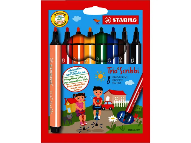 Viltstift Stabilo Trio Non Permanent Scribbi 368/8 8Stuks