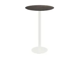 statafel,HxØ 1090x700mm,rond,schotelvoet wit,blad HPL Riverwashed Woo