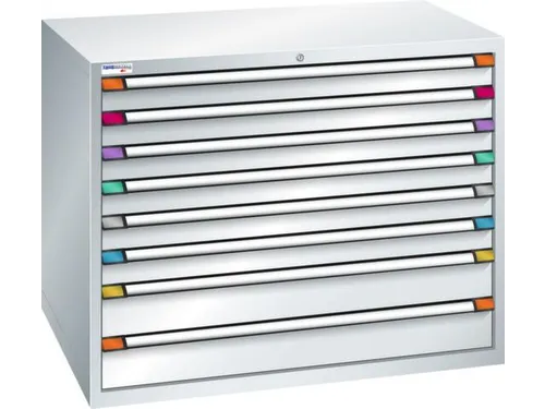 ladekast HxBxD 1000x1205x695mm 8laden RAL7035 front RAL7035