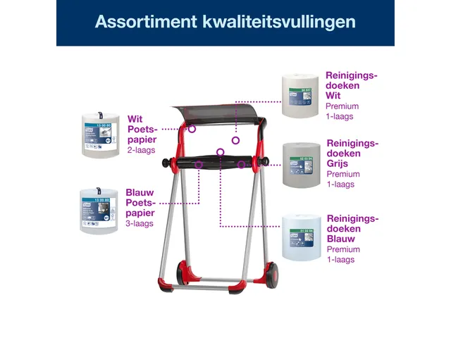 Tork 652008 W1 Performance mobiele Vloerstandaard Grijs/Rood