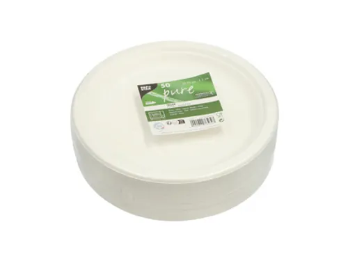Papstar "Pure" Borden van suikerriet Rond 23cm Wit 50 stuks
