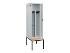 PBM-locker met bank,HxBxD 2120x600x815mm,2vak,vak B 300mm,draaigrendel
