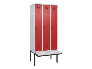 locker met bank,voor scheiding van kleding,HxBxD 2120x900x815mm,3vak - 2