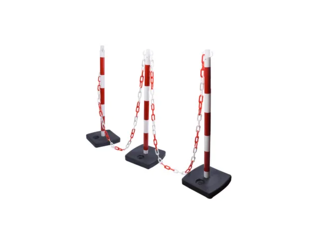 set kettingstaanders,4xpalen,4xvoet,4xketting,paal HxØ 930x40mm