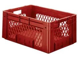 Euronorm Stapelkrat 270x600x400mm 50l Opengewerkt/Bodem Gesl. Rood