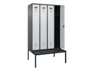 locker met bank,HxBxD 2120x1200x815mm,4vak,vak B 300mm,cilinderslot - 1