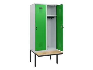 locker met bank,HxBxD 1950x800x815mm,2vak,vak B 400mm,draaigrendel - 1