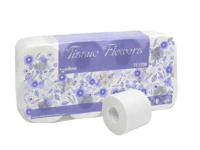 Toiletpapier Celtex Tissue Flowers 3-laags wit 250 vel 72 rol (9x8)
