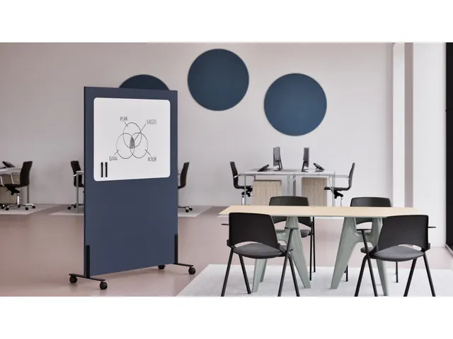 Tableau blanc acoustique mobile Silva 200x120cm bleu