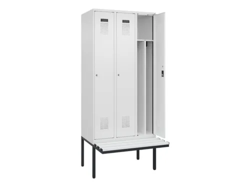 locker met bank,voor scheiding van kleding,HxBxD 2120x900x815mm,3vak