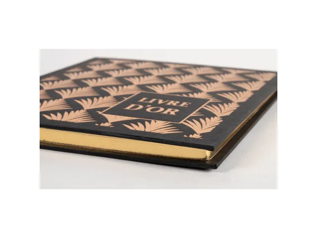 Livre d'or 140 pages tranche or - Format 21x19cm - PALMYRE - Noir palm