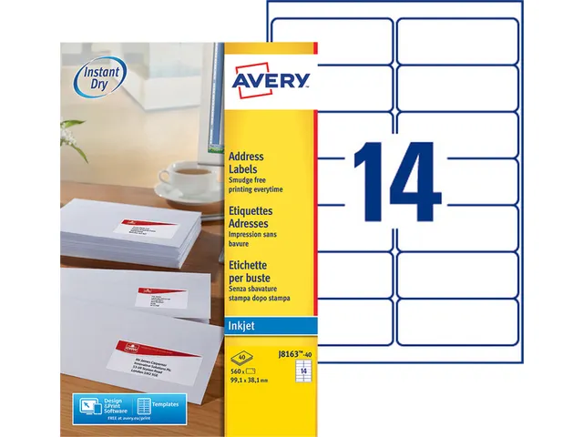 Etiket Avery J8163-40 99.1x38.1mm wit 560stuks