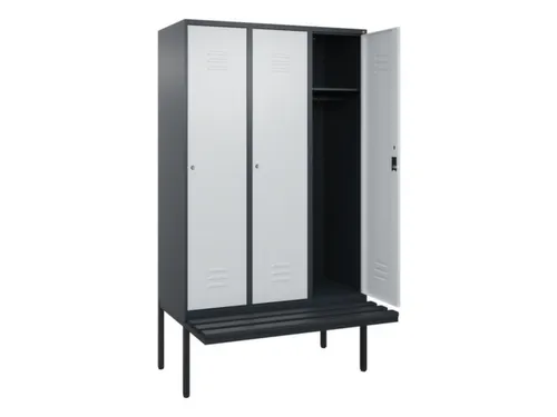 locker met bank,HxBxD 2120x1200x815mm,3vak,vak B 400mm,cil.-slot