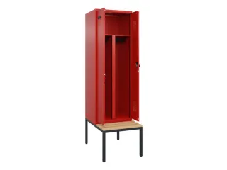 PBM-locker met bank,HxBxD 2120x600x815mm,2vak,vak B 300mm,draaigrendel - 1