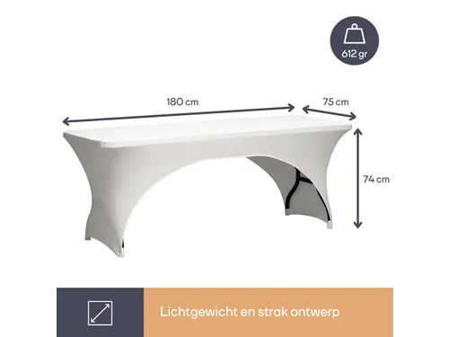 Hoes Voor Rechthoekige Tafel - Boogvormig - WIT