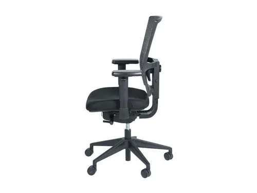 Bureaustoel 400 NPR Stof zwart, rug Wol/Mesh Grijs, Zwart voetkruis
