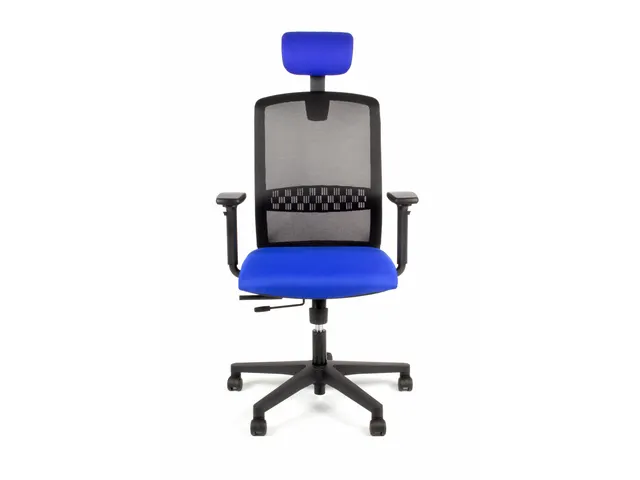 Chaise de bureau Linea Tekna 01/PT noir/bleu avec accoudoirs 3D