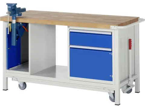 Werkbank Hxbxd 880x1500x700mm Beukenhouten Werkblad 1lade 2 Kasten