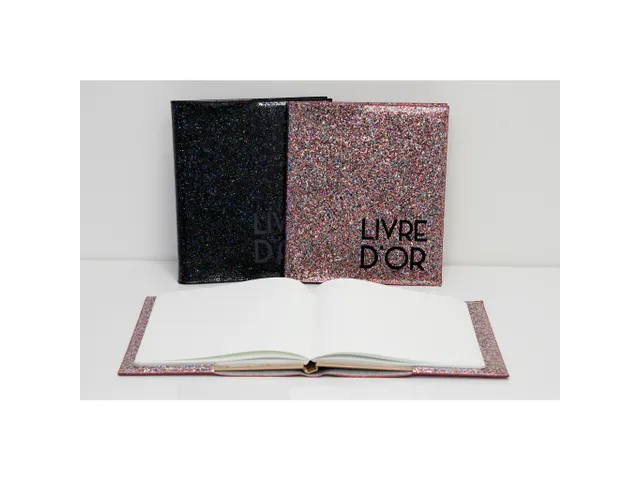Livre d'or 140 pages tranche argent - Format 21x19cm - STRASS - Couleu