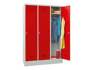 lockerkast,HxBxD 1850x1200x500mm,3vak,RAL7035,front RAL3000 - 3