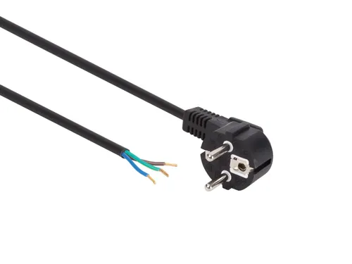 Voedingskabel Zwart CEE 7/7 90 + Uiteinden L=3m H05VV-F 3G0.75mm²