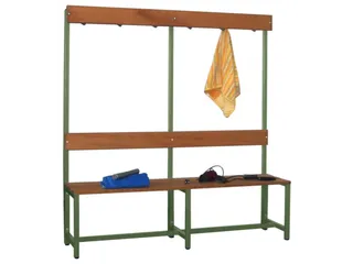 Omkleedbank LxB 1500x400mm Houten Latten Haken Enkelzijdig RAL6011 - 2