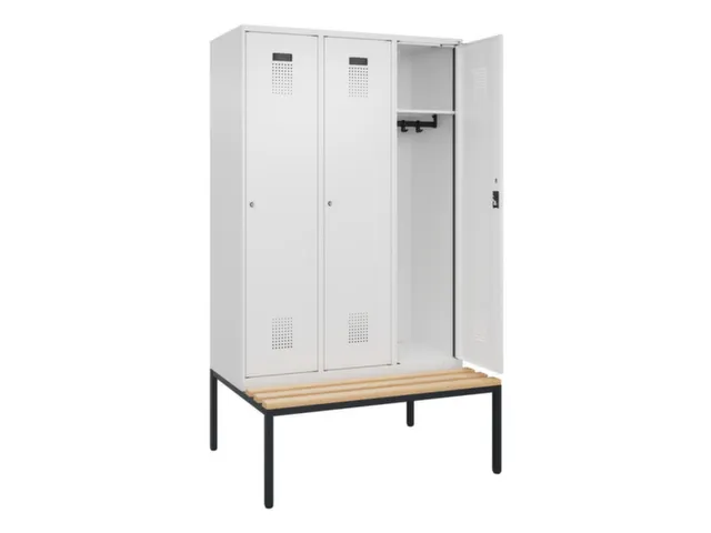 locker met bank,HxBxD 2120x1200x815mm,3vak,vak B 400mm,cilinderslot