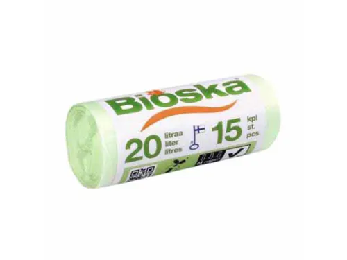 Afvalzak Bioska zetmeel 42x50cm 20 liter groen rol à 15 stuks